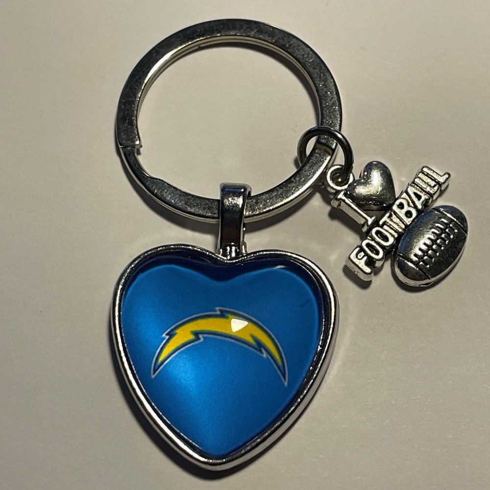 LOS ANGELES CHARGERS NFL I Love Football Heart Key Ring !!!NEW!!!